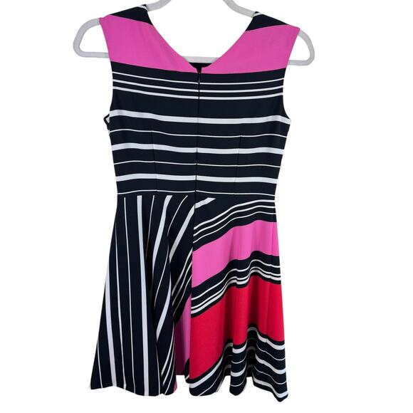 Tahari ASL NWT Colorful Striped Knee Length Fit & Flare Sleeveless Dress Size 10 - Picture 4 of 9